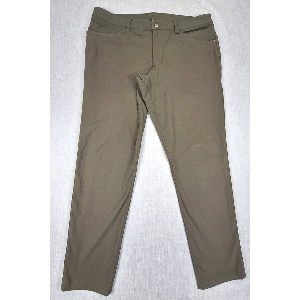 Lululemon ABC Pant Slim Warpstreme Olive Green Mens 36x29 Tech Chino Pants